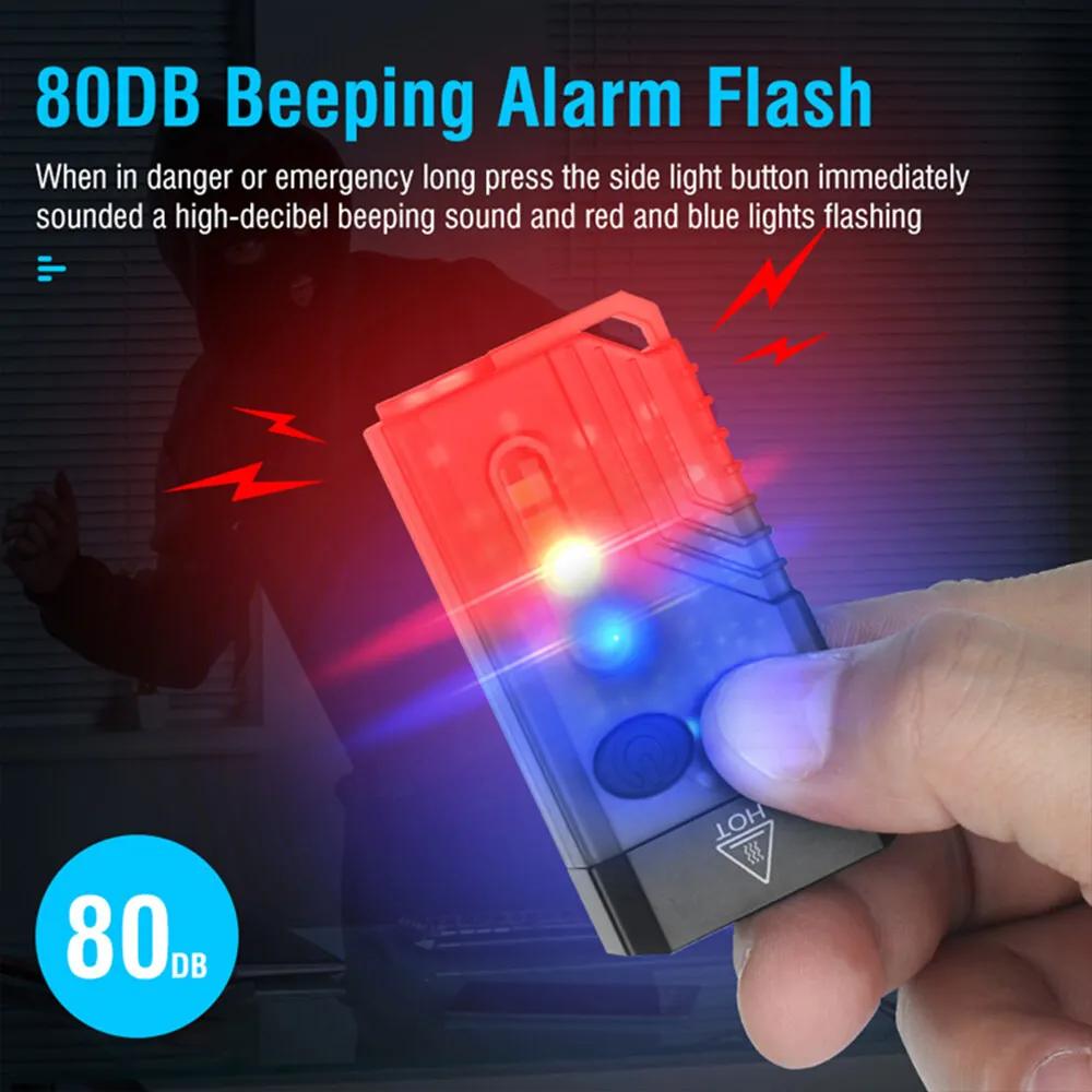 V10 EDC Мини-фонарик Брелок Свет Тип-C Перезаряжаемый 1000Лм Фонарь Многофункциональный Красная линия Синий Красный УФ Аварийный свет