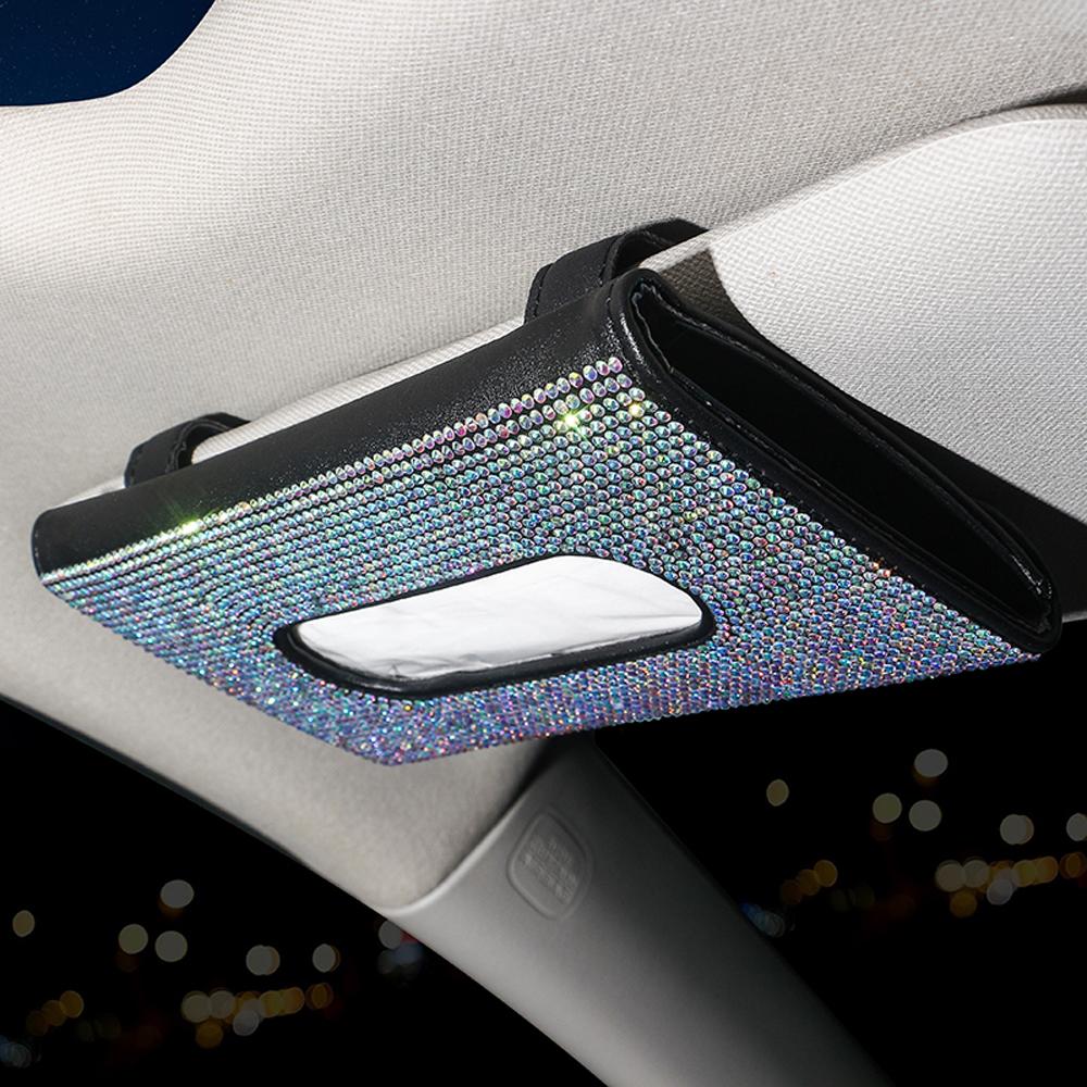 Универсальная кристальная автомобильная коробка для салфеток, держатель для салфеток на солнцезащитный козырек, автомобильный скучный розовый декор, блестящий держатель для бумажных полотенец, аксессуары для девочек