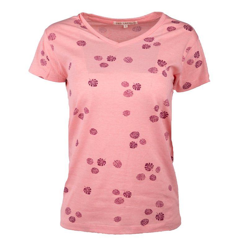 Женская футболка Vaiana с v-образным вырезом и узором в виде листьев TED LAPIDUS