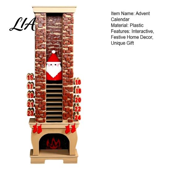 Kids Holiday Activity 3D Printed Santa Fireplace Advent Calendar, 24-Day Christmas Countdown Ornament for Festive Home Decorations Decor, Reusable