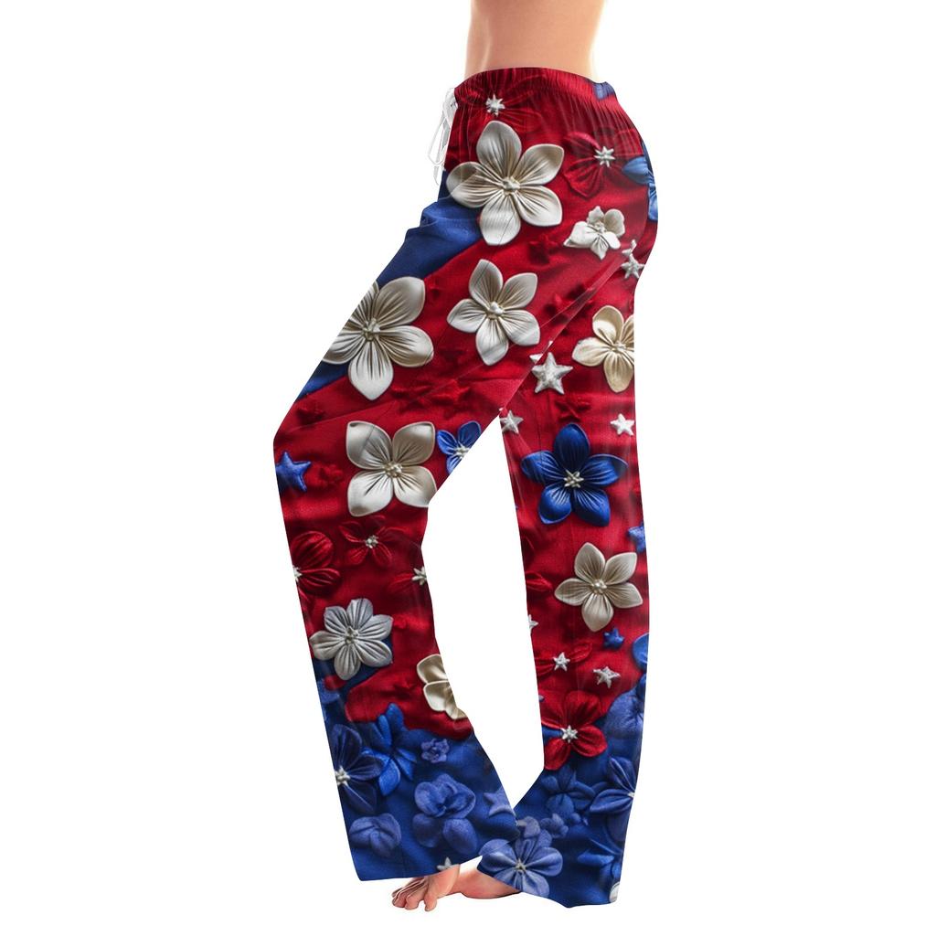 Женские повседневные модные удобные пижамные брюки с принтом на кулиске, полной длины
