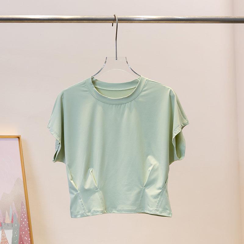 Женский быстросохнущий летний топ для йоги и пилатеса, спортивный фитнес-комплект с круглым вырезом