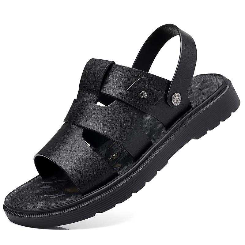 Летние мягкие сандалии мужские кожаные классические римские сандалии тапочки уличные кроссовки пляжные резиновые шлепанцы мужские водные походные сандалии