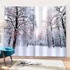 Seasonal Winter Snowy Forest Natural Landscape View 3D Scenery Christmas Curtains Living Room Rcortinas Para Salon
