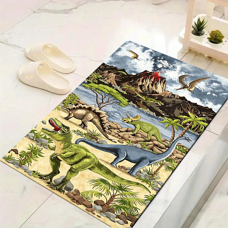 1Pc Dinosaur World Adventure Rug, Office Carpet Indoor Outdoor Doormat, Non-Slip Soft, Living Room, Christmas Halloween Gift. M928347