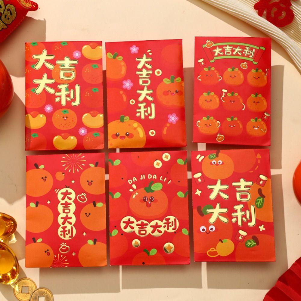 6Pcs Embossed Dragon Year Hongbao Profit Is Sealed Red Envelope Three-Dimensional Chinese New Year
