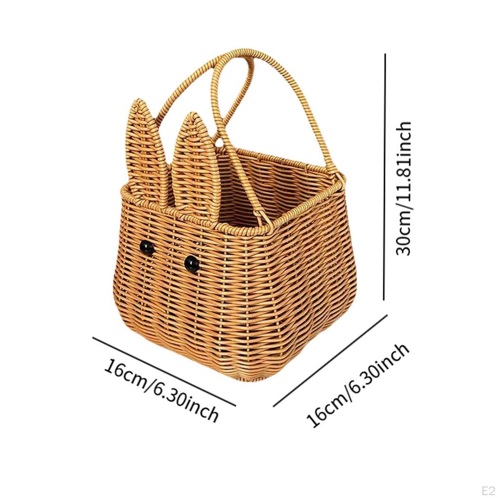 Плетеная корзина в виде кролика, сумка из ротанга, настольный органайзер для косметики, корзина для пикника, коробка для закусок