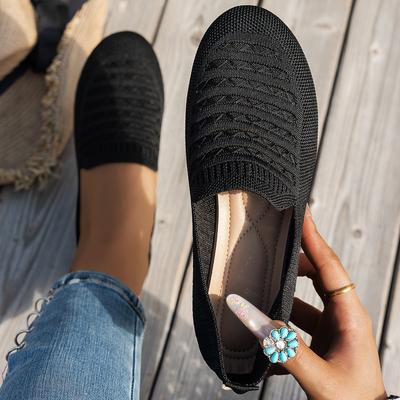 Модные эластичные трикотажные туфли на плоской подошве для женщин, летние дышащие мягкие мокасины, женская легкая повседневная обувь, мокасины для мам