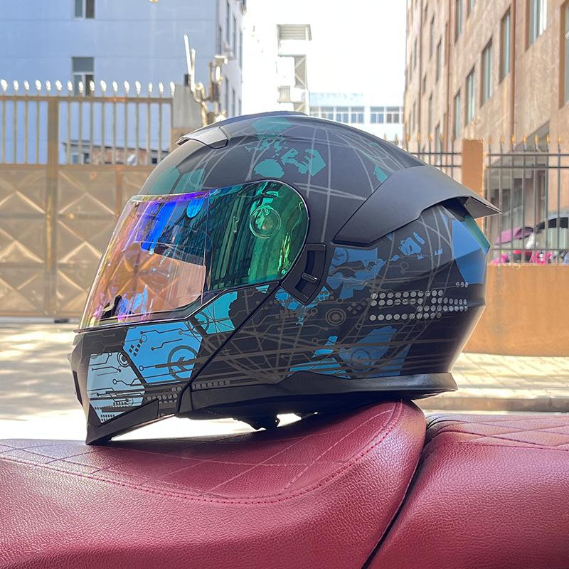 Motorcycle Helmet Uncovered Helmet Men's and Women's Full Helmet Bluetooth Personalized Four Seasons Locomotive Big Tail