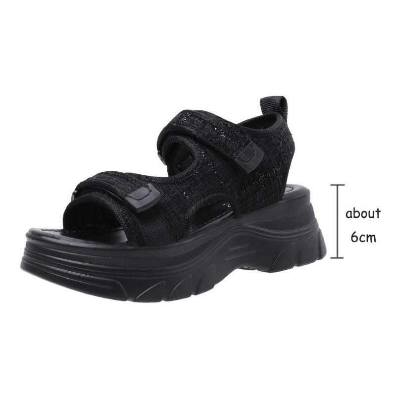 Летние массивные сандалии для женщин, модные сандалии на платформе, женские повседневные сандалии на танкетке, женские сандалии однотонные спортивные на каблуке