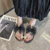 2025 Новые Модные Сандалии в Сказочном Стиле с Жемчужным Бантом Женские Уличные Бежевые Шлепанцы Корейская Версия Обувь на Резиновой Подошве