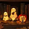 Ambient Bedroom Lighting Halloween Ghost Night Light, Resin Spooky Table Lamp for Shelf Mysterious Elegant Decor, Warm Amber Purple Glow Gothic