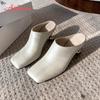 Aphixta 6.5cm High Heels Elegant Women Slides Square Toe Shallow Summer Dress Slides Sexy Metal Strange Style Heels Shoes Size42