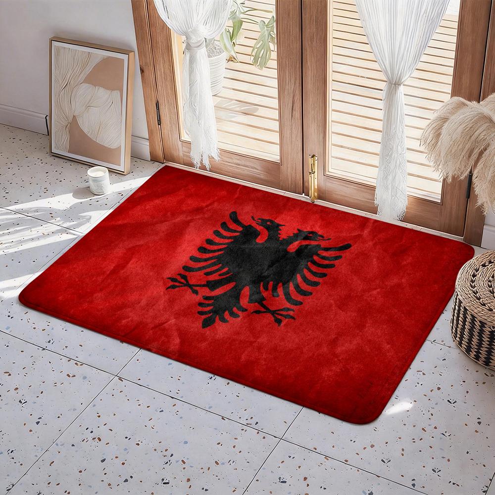 Country A Albania Floor Mat Eco Flannel Doormat Non Slip Odorless Indoor Floor Rug Soft Short Plush Home Mat