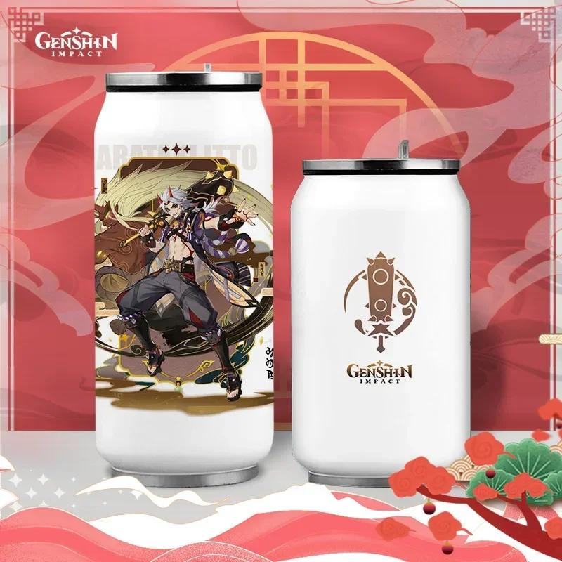 Аниме Genshin Impact Термос из нержавеющей стали Кружка для кофе Чжун Ли Кли Портативная чашка для воды Бутылка для питья Термос