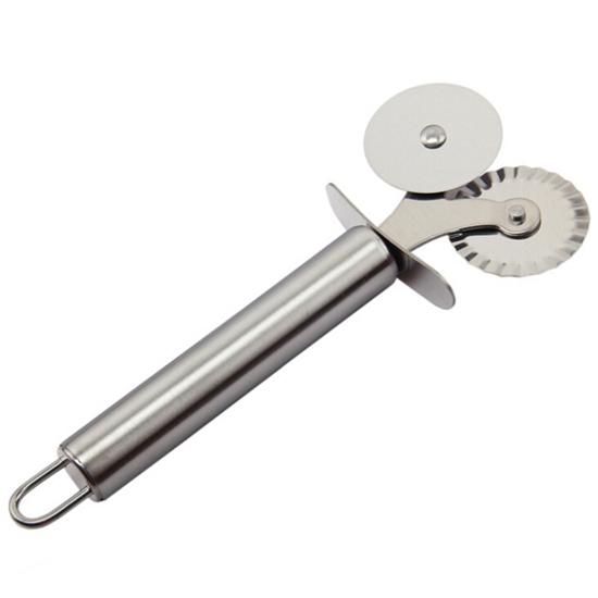 1 Pcs Double Roll Pizza Stainless Steel Knife Pasta Cutter Pasta Pasta Round  Lace Pizza