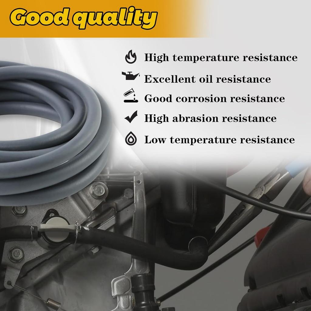 WOTIAN 3/16 Inch ID Fuel Line Hose 10 Feet for Honda Predator Champion Predator Generac Small Engine Generator Mini Bike Go-Kart Rubber Gas Line Hose