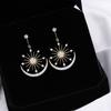 Light Luxury Premium Silver Needle Zirconia Star and Moon Earrings