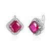 Light Luxury Filled  Ruby Natural Gemstone Fine Earrings Cushion 8mm 7ct  with 925 Sterling Silver Women's Earrings Jewelry Gift for Mom