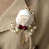 Boutonniere Lapel Pins Wedding Corsage Suit Buttonhole Silk Roses Gold Leaves Men Women Brooch Flowers Mariage Accessories