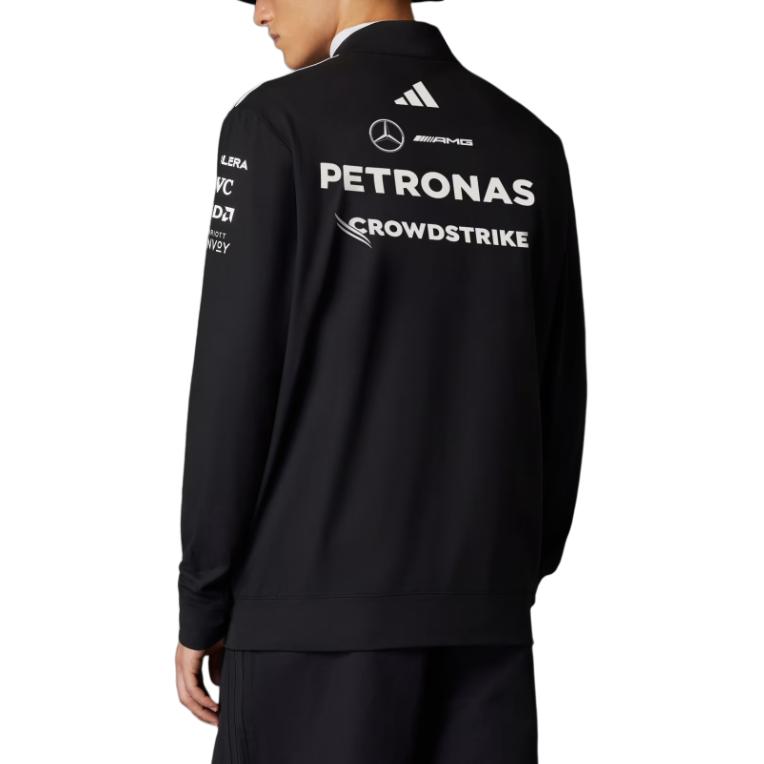 adidas X Mercedes-Amg Petronas F1 Team Ss25 Модная Универсальная Удобная Футболка с Длинным Рукавом на Молнии Половинной Длины Мужские Топы Черный JV5745
