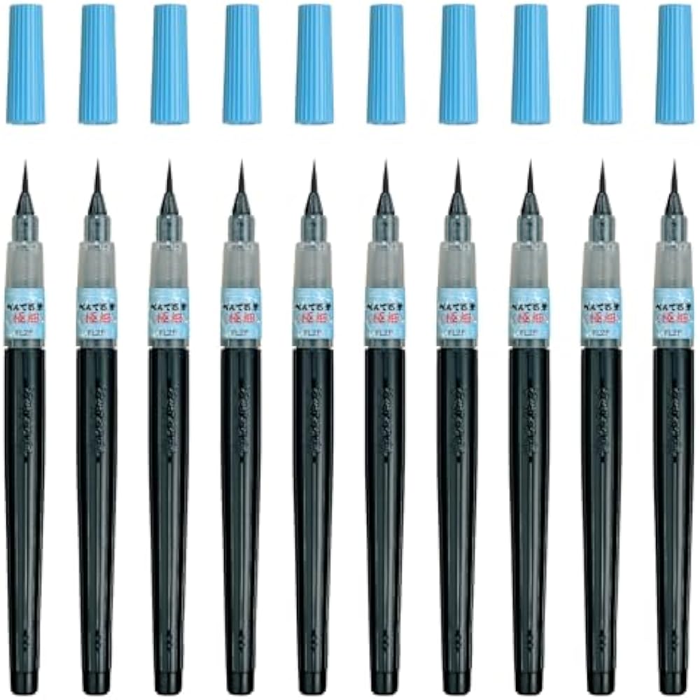 Киточка-перо Pentel Pentel Brush, Экстратонкая, Черная, 10 шт., XFL2F (10)