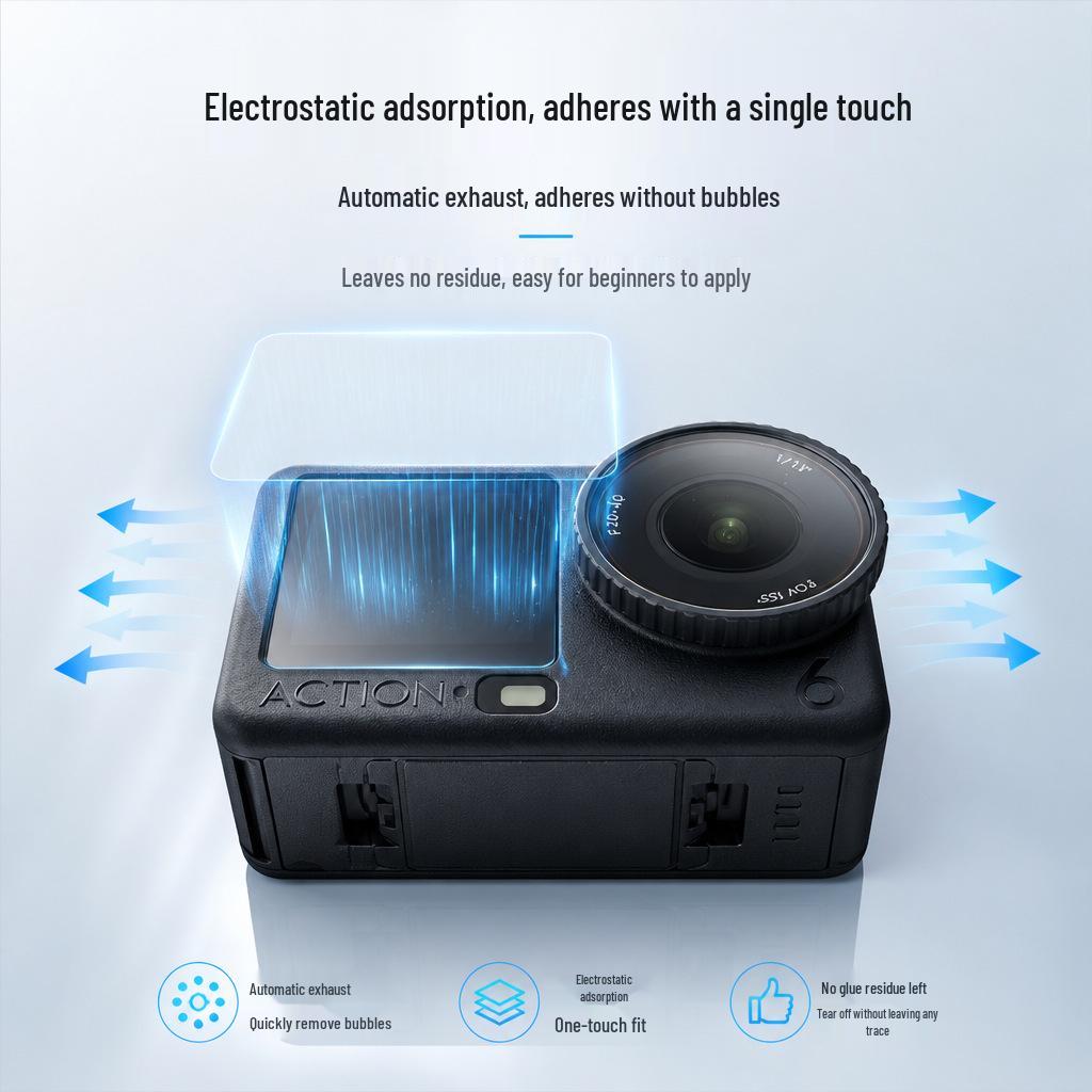 Закаленное стекло для DJI Osmo Action 6 - Взрывозащищенный протектор с защитой от отпечатков пальцев
