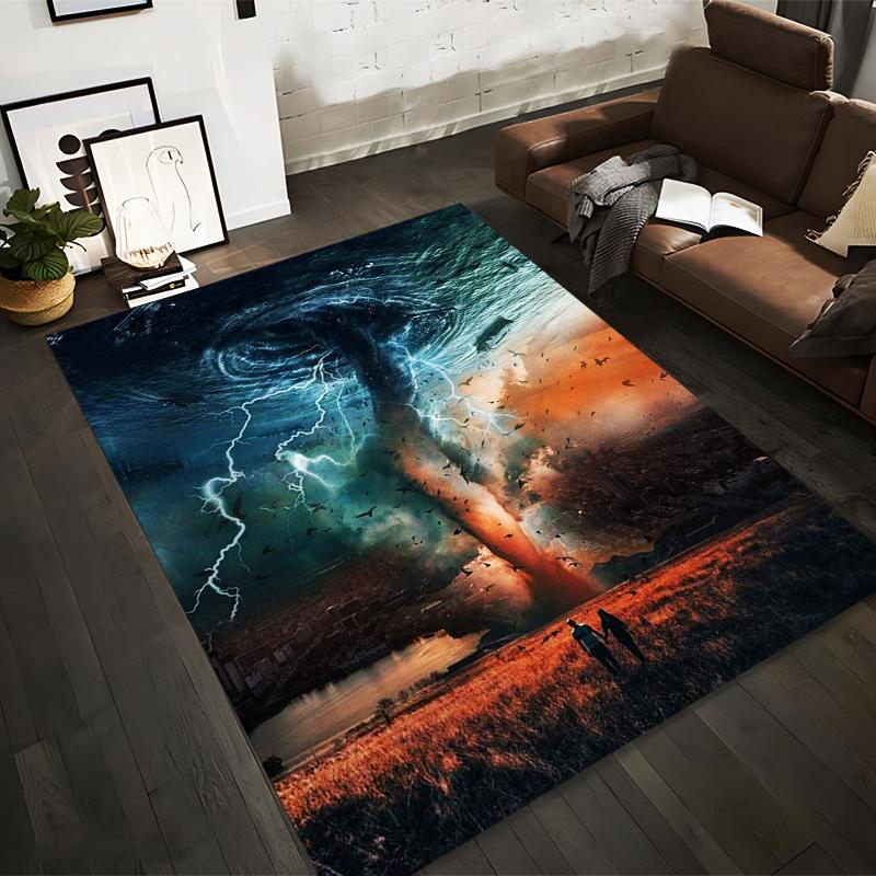 "Stormy Tornado and Lightning Landscape Carpet for Living Room" Suitable for use as an anti-slip for living room bedroom sofas