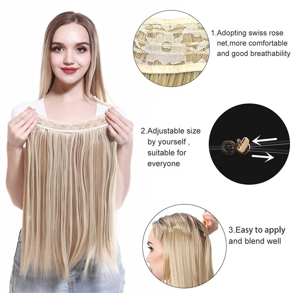 MERISIHAIR Светло-русые натуральные прямые длинные волосы, синтетическое волокно, повседневная одежда, косплей, невидимая рыбья линия, шиньон