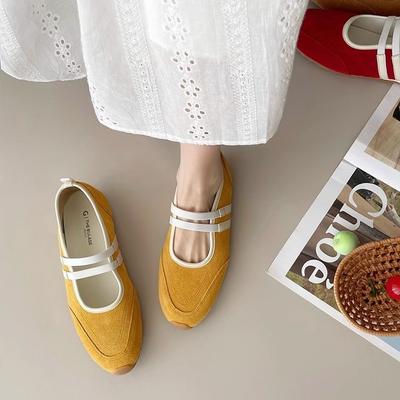 2025 новые балетки спортивная обувь плоская подошва внутренняя высота увеличение одинарная обувь женские с мелким вырезом круглый носок повседневные Мэри Джейн женская обувь