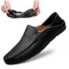 Summer Men Casual Shoes Leather Moccasins Breathable Slip On Boat Shoes Mens Driving Loafers Size 37-47