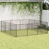 VidaXL Dog Playpen 12 Panels, Dog Cage with Door, Dog Enclosure, Pet House, Black 3209554