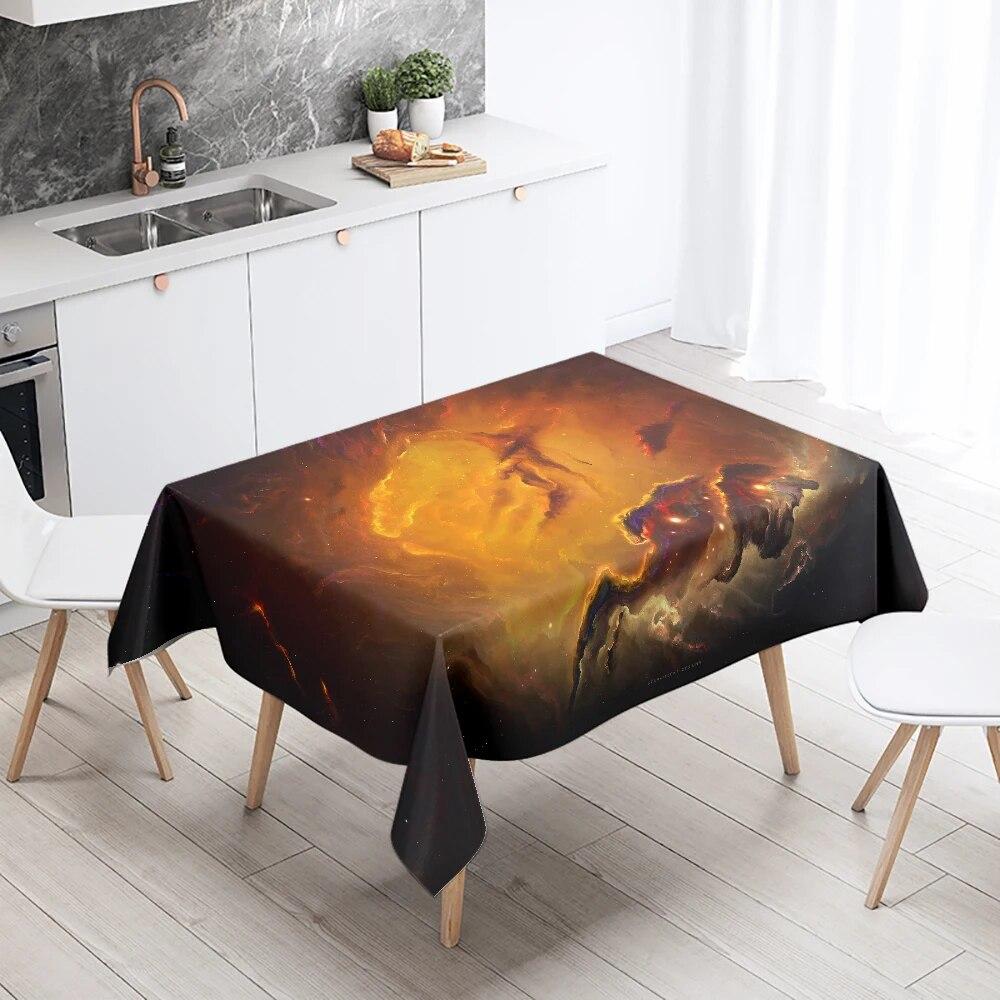 Milky Way Starry Sky Tablecloth  Aurora Scene  Party Restaurant Decoration Antifouling Waterproof Table