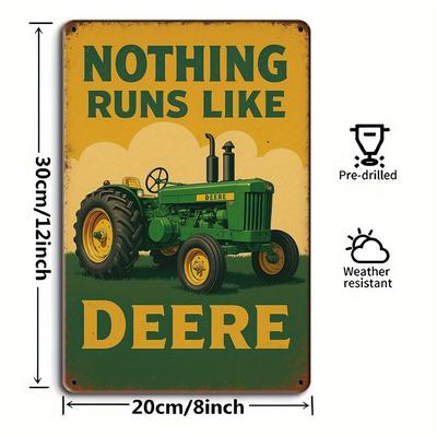 Знак "Ничто не работает как Deere" для трактора - 19,81x29,97 см Винтажный металлический декор для фермерского дома и гаража