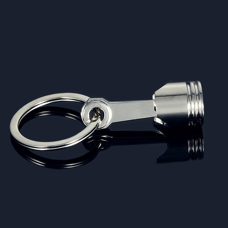 Fashion Engine Auto Car Part Silver Metal Piston Model Alloy Keychain Keyring Keyfob Gifts CLE