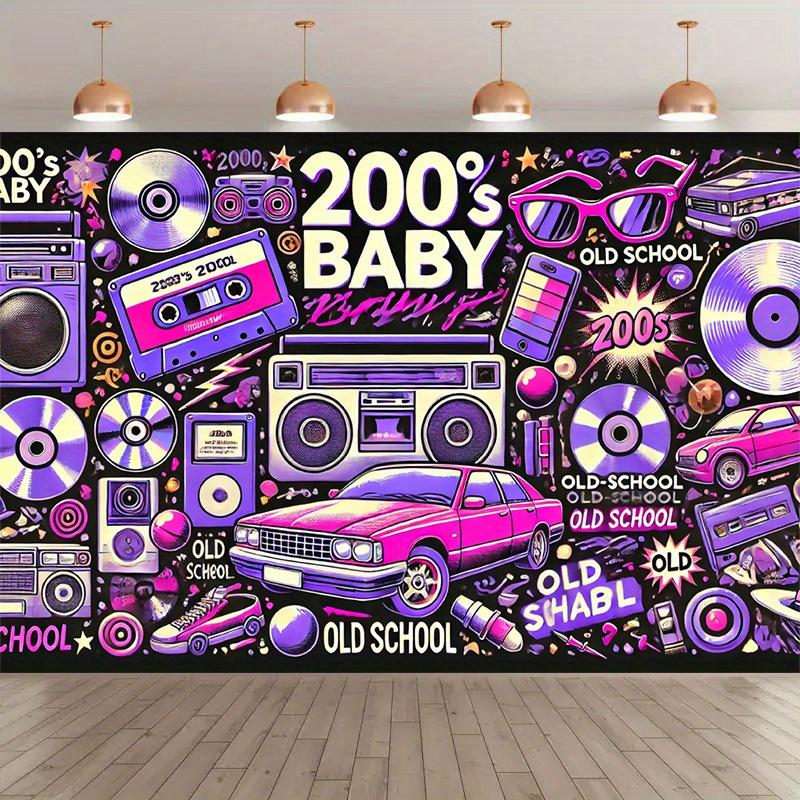 1 piece of polyester fiber photography backdrop from the 2000s retro style - vibrant party banner with tape pattern