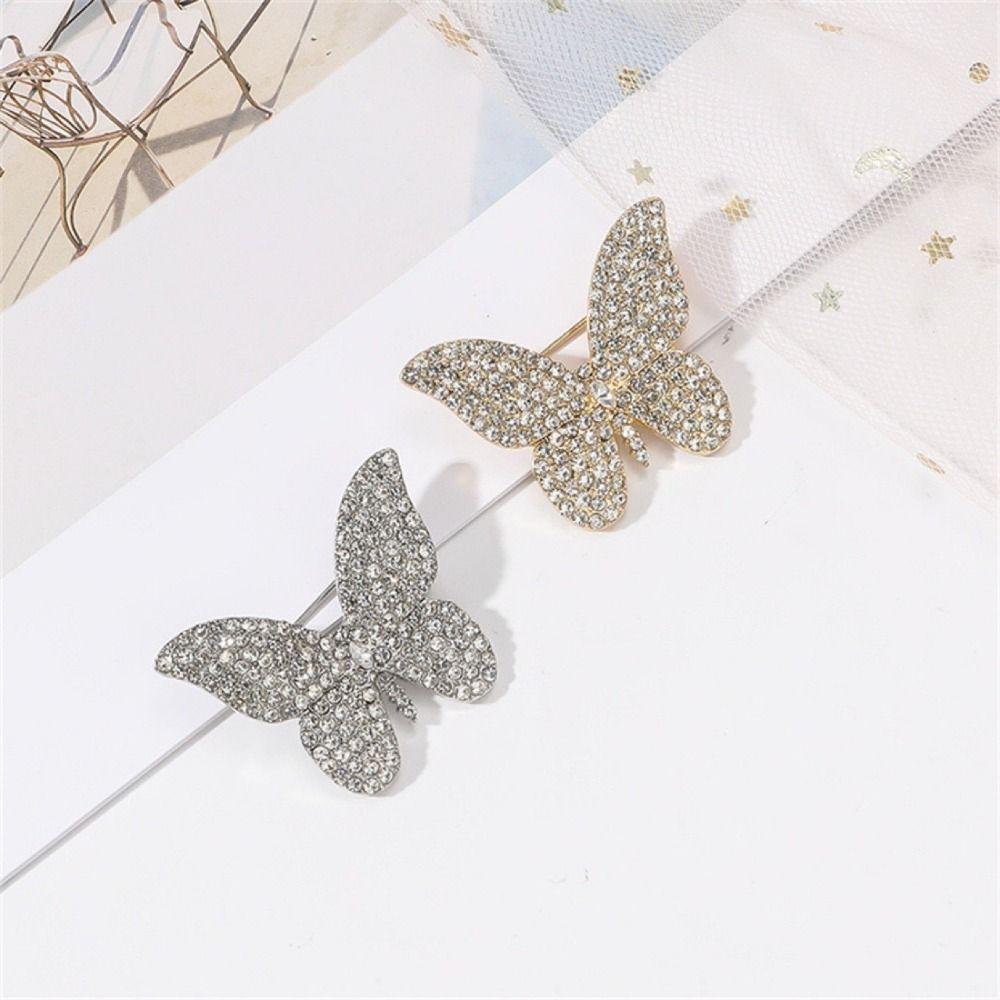 Full Rhinestone Suit Collar Pin Korean Style Rhinestone Brooch Rhinestone Butterfly Brooch  Girls