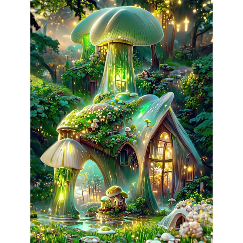 5D DIY Алмазная картина Природа Пейзаж Дом Строительство Алмазная вышивка Картина Полная круглая Алмазная мозаика DIY Домашний декор Подарок