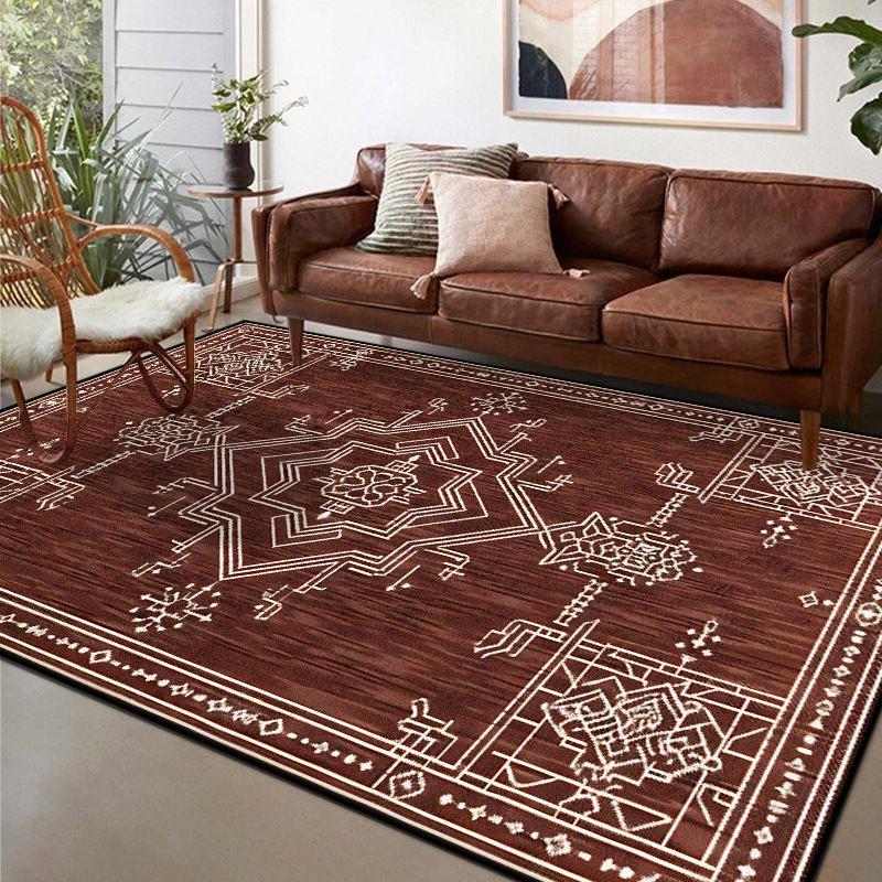 American Retro Living Room Carpet Geometric Classical Decoration Sofa Non-slip Rug Easy Clean Bedroom Cloakroom Soft Floor Mat