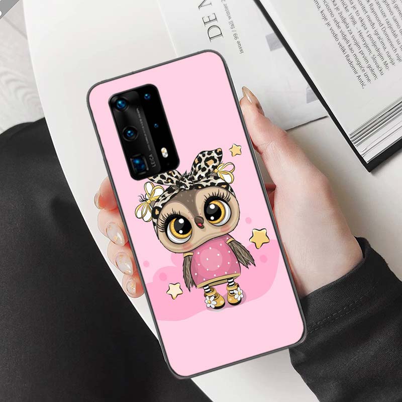 New Cute Owl Hearts Lover Christmas Phone Case For Huawei Mate 40 30 20 Pro 10 Pro Huawei P50 P40 P30 Lite P20 P10 Lite Cover