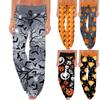 Women's Comfy Pajama Pants Pocket Halloween Print Drawstring Wide Leg Pants