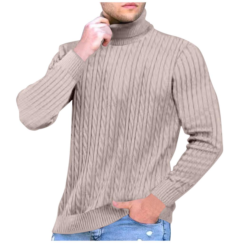 Мужской однотонный свитер с высоким воротником, мужской повседневный модный текстурированный пуловер, свитер для ношения под низ
