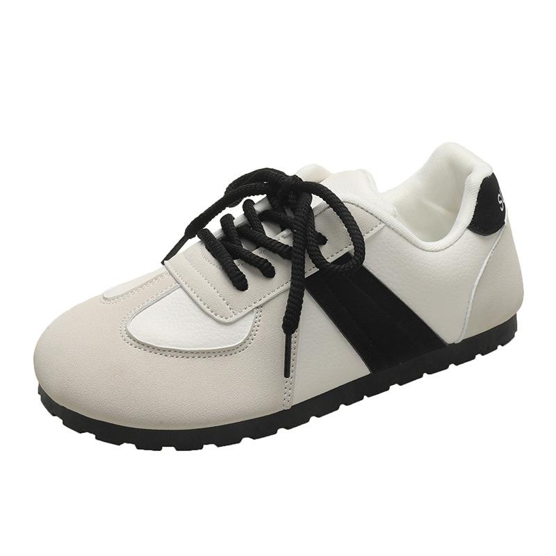 Женские мягкие кожаные туфли, удобные дышащие повседневные кроссовки, корейские новые нескользящие плоские спортивные кроссовки со шнуровкой