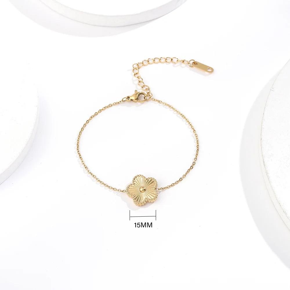 ALTERA Браслет-шарм из нержавеющей стали, горячая распродажа, с золотым покрытием, с клевером, роскошные браслеты с цветком из пяти лепестков, ювелирные изделия для женщин, подарок