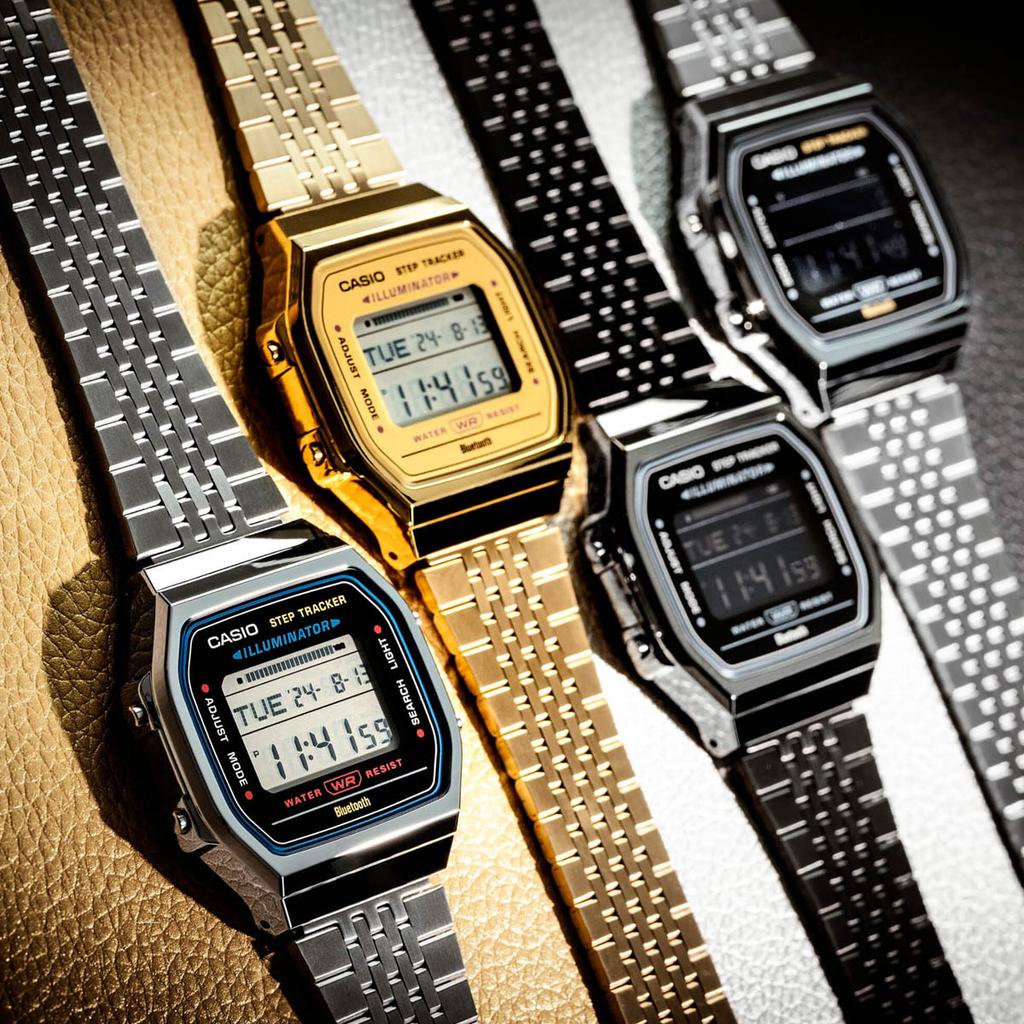 CASIO VINTAGE Mod. BLUETOOTH®  SMARTPHONE LINK - GOLD - built-in accelerometer senses body movements + steps counter ABL-100WEG-9AEF