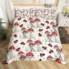 Wild Mushroom Duvet Cover Set King Size,Cute Ladybug Bedding Set 3pcs Kids Teens Rustic Hand Drawn Comforter Cover Room Decor