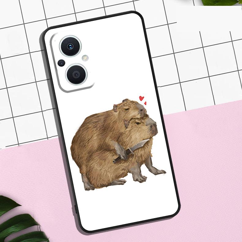 Cute Cartoon Capybara Case For OPPO Reno 13F 13 12 12F 11 11F 8T 7 8 10 Pro OPPO Find X8 Pro X6 X3 X5 Lite Cover