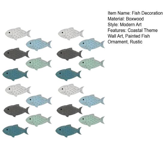 20 Pcs Wooden Fish Wall Decor Painted Fish Ornaments Nautical Coastal Theme