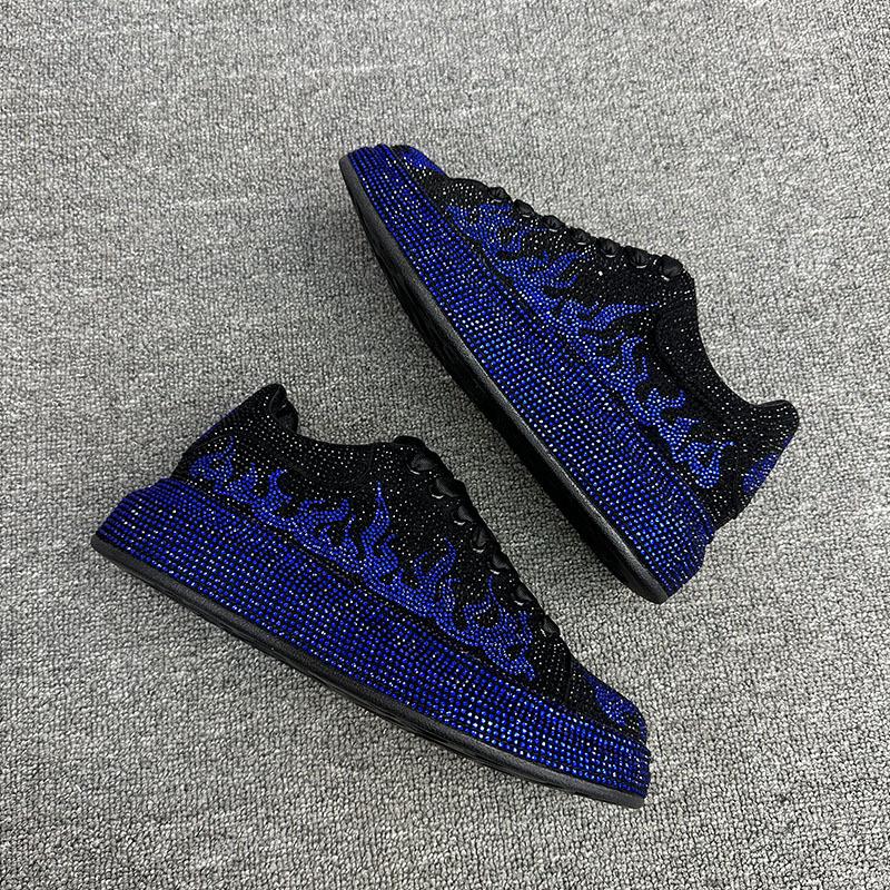 Модные Роскошные Дизайнерские Мужские Гламурные Туфли на Платформе со Стразами для Выпускного Вечера Повседневные Балетки Мокасины Мужские Рок Хип-хоп Кроссовки для Ходьбы