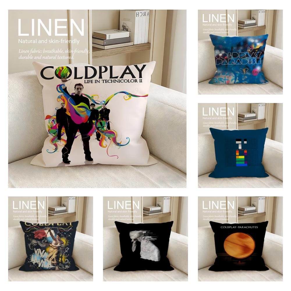 Music Coldplay Cushion Cover Pillowcase Set Pcs x x Breathable Washable Sofa Cushion Cover